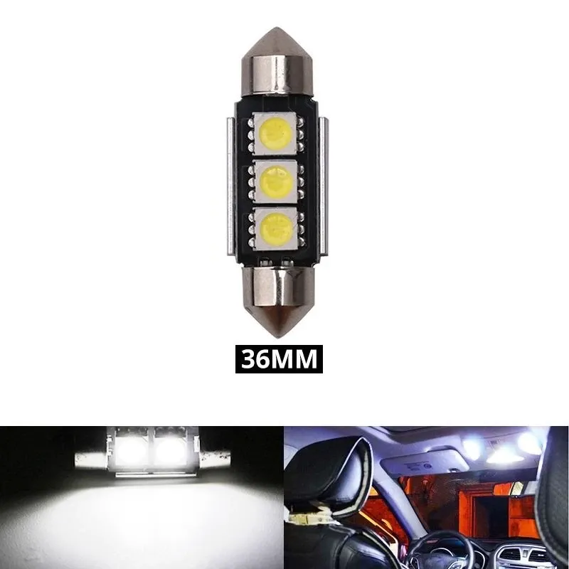 LED Лед Диодни Крушки, 2/3/4 SMD 5050 , 31мм, 36мм, 39мм, 41мм, 12V, Бяла Светлина, Canbus, Error Free, Bez Грешки - 5