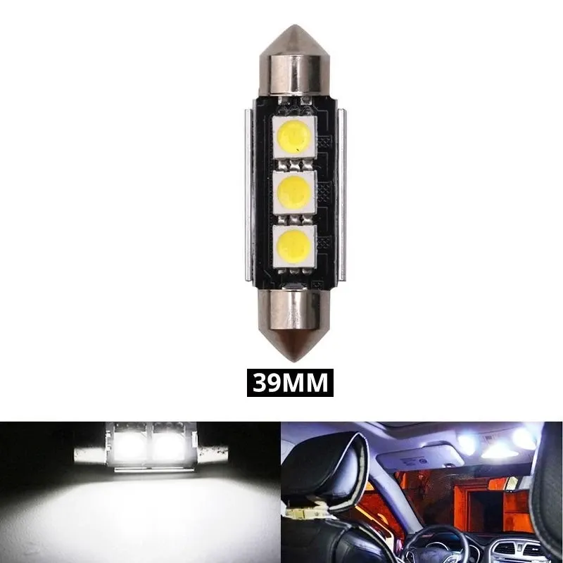 LED Лед Диодни Крушки, 2/3/4 SMD 5050 , 31мм, 36мм, 39мм, 41мм, 12V, Бяла Светлина, Canbus, Error Free, Bez Грешки - 7