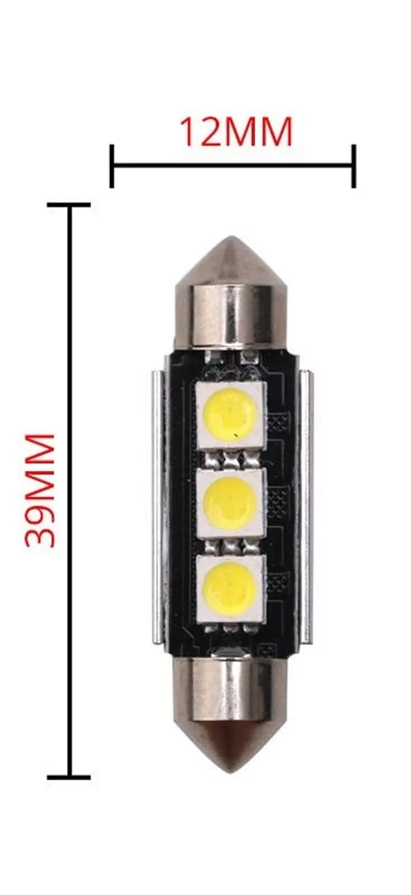 LED Лед Диодни Крушки, 2/3/4 SMD 5050 , 31мм, 36мм, 39мм, 41мм, 12V, Бяла Светлина, Canbus, Error Free, Bez Грешки - 8