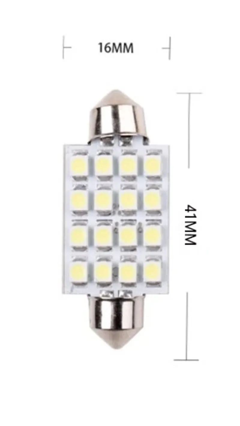 LED Лед Диодни Крушки, 16 SMD 5050 , 31мм, 36мм, 39мм, 41мм, 12V, Бяла Светлина - 2