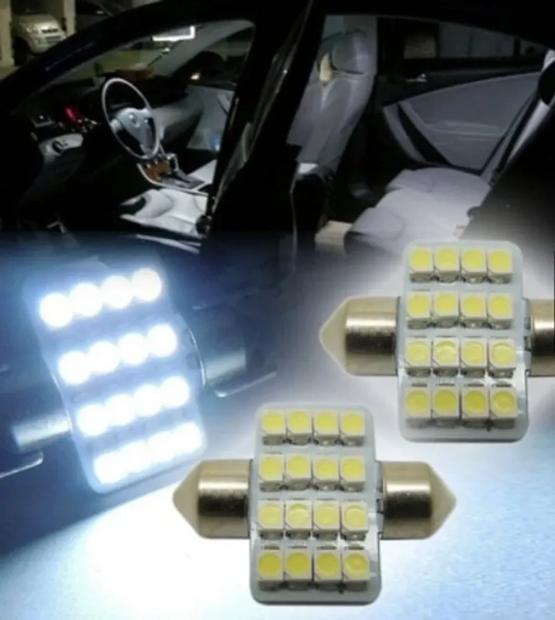 LED Лед Диодни Крушки, 16 SMD 5050 , 31мм, 36мм, 39мм, 41мм, 12V, Бяла Светлина - 5