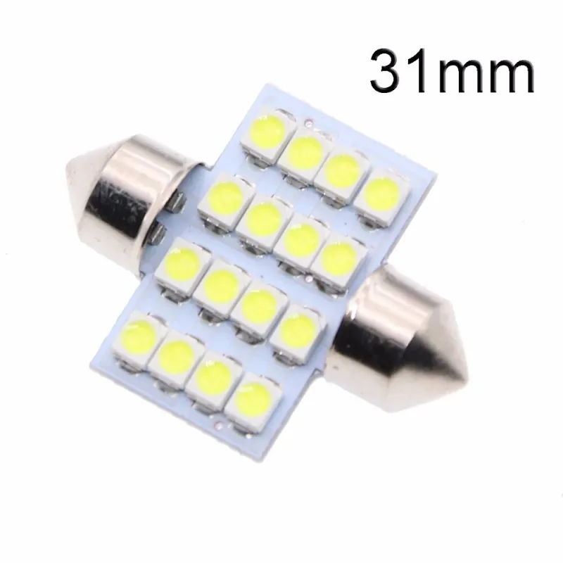 LED Лед Диодни Крушки, 16 SMD 5050 , 31мм, 36мм, 39мм, 41мм, 12V, Бяла Светлина - 8