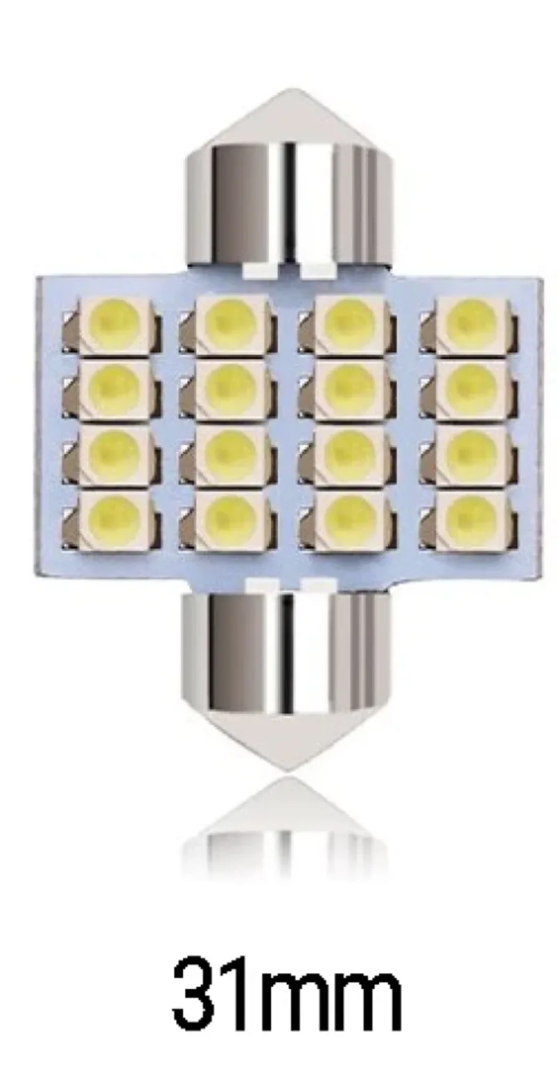 LED Лед Диодни Крушки, 16 SMD 5050 , 31мм, 12V, Бяла Светлина - 0