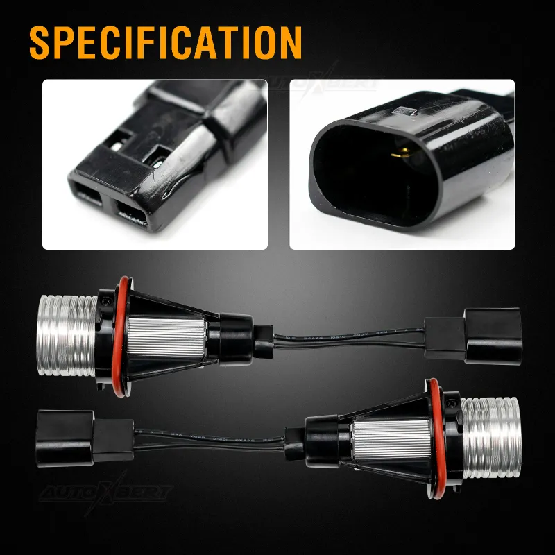 Комплект от 2 броя LED крушки Angel Eyes ангелски очи 12V-24V цвят жълт за BMW с Canbus без грешки - 4