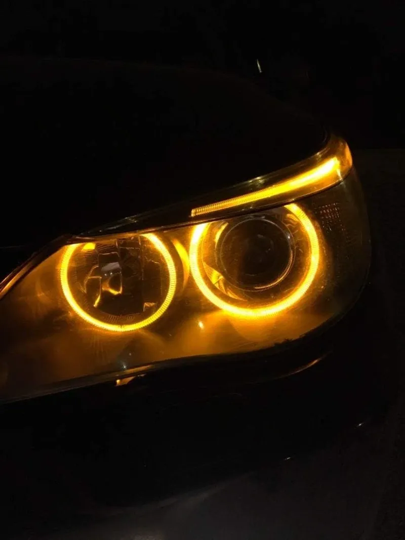 Комплект от 2 броя LED крушки Angel Eyes ангелски очи 12V-24V цвят жълт за BMW с Canbus без грешки - 10