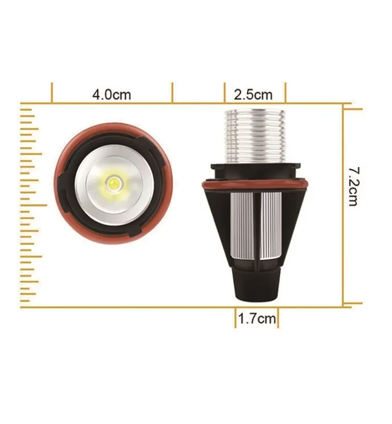 Комплект от 2 броя LED крушки Angel Eyes ангелски очи 12V-24V цвят син за BMW с Canbus без грешки - 4