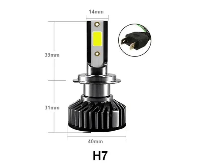 Комплект от 2бр Умалени Мини Лед Led Диодни Крушки H7 Х7 12V 50W 12000lm Mono LED +300% за Фарове Can Bus без грешки - 8