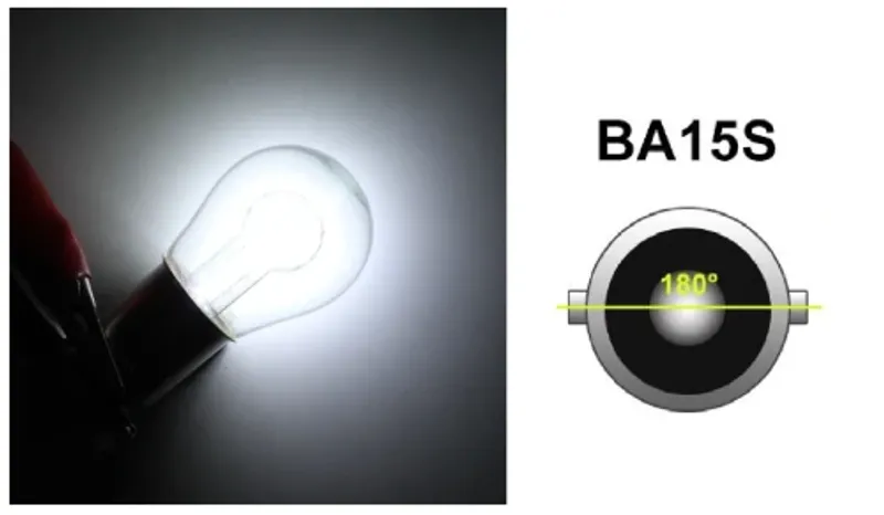 LED Лед Крушки, 18 SMD, BA15S 1156 (P21W), Срещуположни пинове (180°), Opposite, 12V, Бяла Светлина - 0