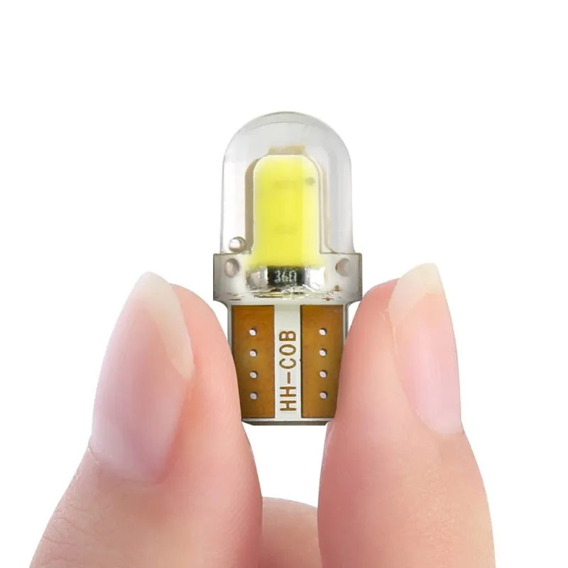 Комплект от 2 броя LED Лед Диодни Крушки За Габарит Силикон COB Т10 W5W 300lm 12V Бели в блистер - 4