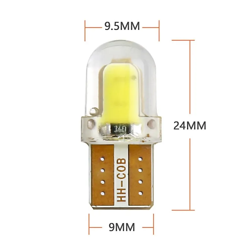 Комплект от 2 броя LED Лед Диодни Крушки За Габарит Силикон COB Т10 W5W 300lm 12V Бели в блистер - 5