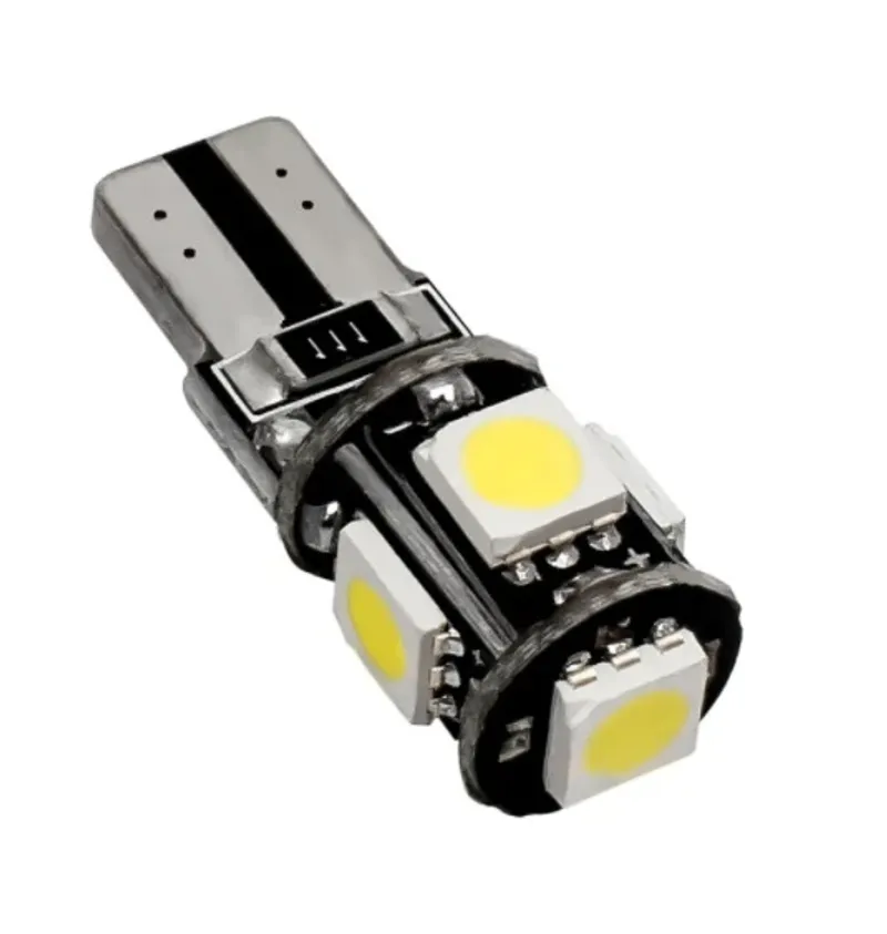 Комплект от 2 броя Лед Крушки За Габарит Т10 W5W LED 5 SMD Canbus 12V Бяла Светлина в блистер - 4