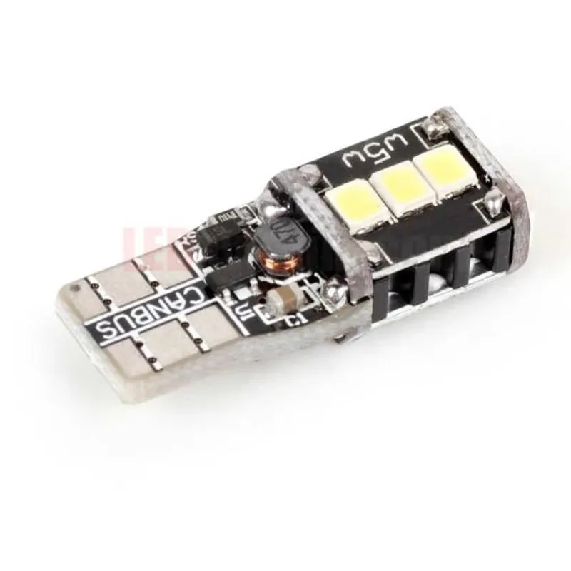 Комплект от 2 броя LED Лед Диодни Крушки За Габарит Т10 W5W 9 SMD 12V-24V Бяла Светлина Canbus - Error free Без грешки в блистер - 1