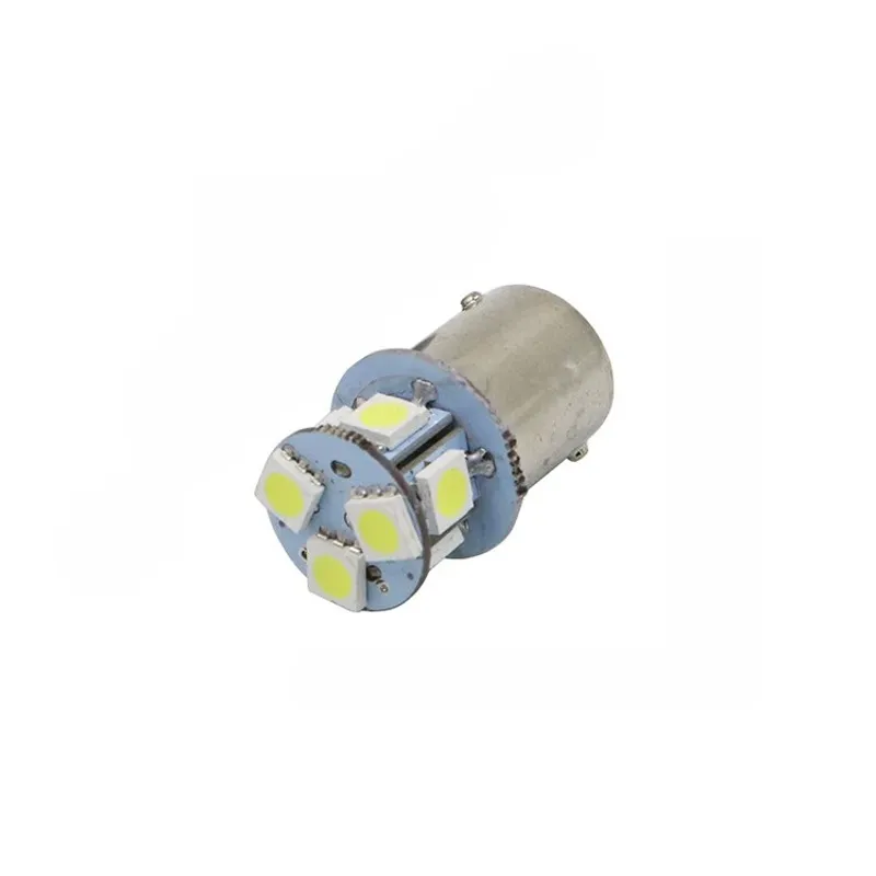 Комплект от 2 броя LED Лед Крушки 8 SMD BA15S 1156 (P21W) 24V Бяла Светлина Срещуположни пинове (180°) в Блистер - 4