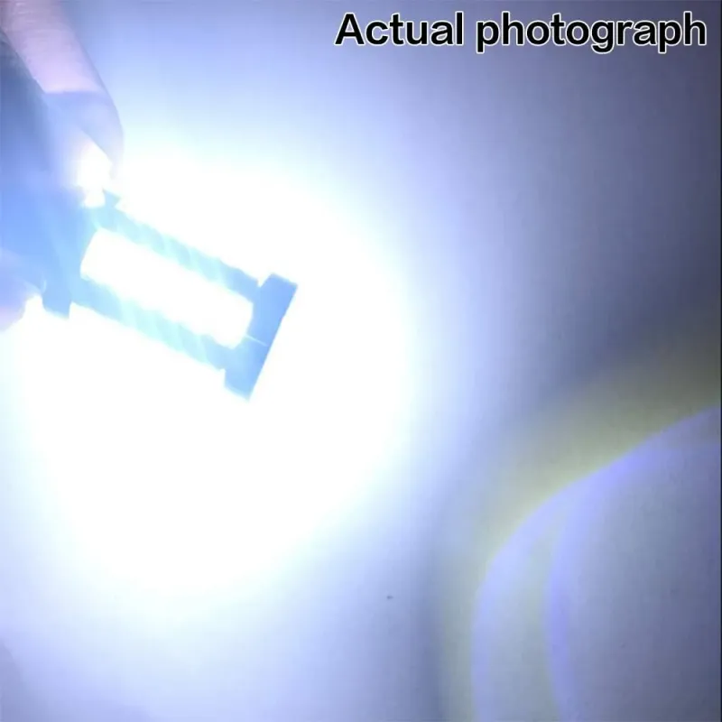Комплект от 2бр. LED Лед Крушки, 33 SMD, С Лупа, BAU15S 1156 (P21W), 12V, Бяла, Светлина Разминати пинове (150°) - 7