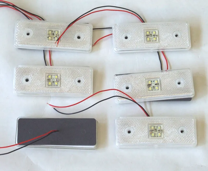 12V Диоден 4 LED ЛЕД Маркер габарит токос светлина за камиони бус ван ремарке каравана - 110 мм х 40 мм - бял MAR030 - 2