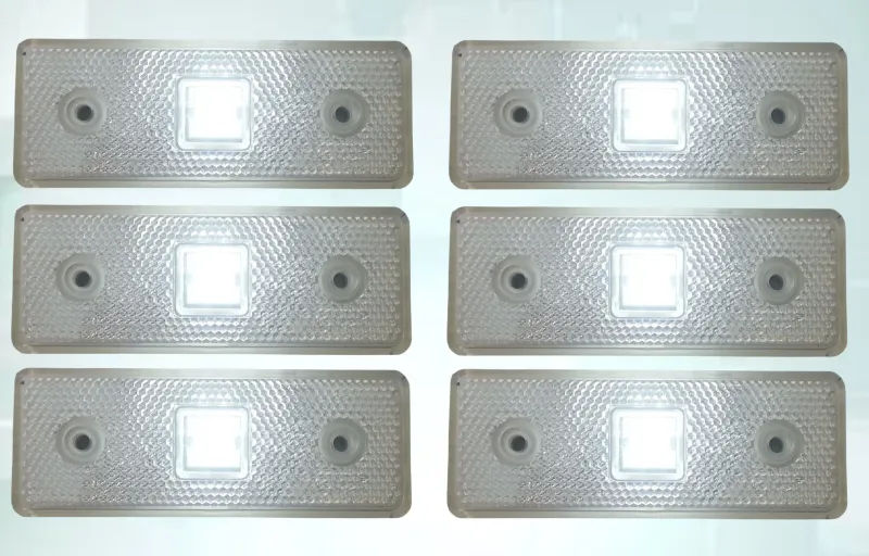 12V Диоден 4 LED ЛЕД Маркер габарит токос светлина за камиони бус ван ремарке каравана - 110 мм х 40 мм - бял MAR030 - 4