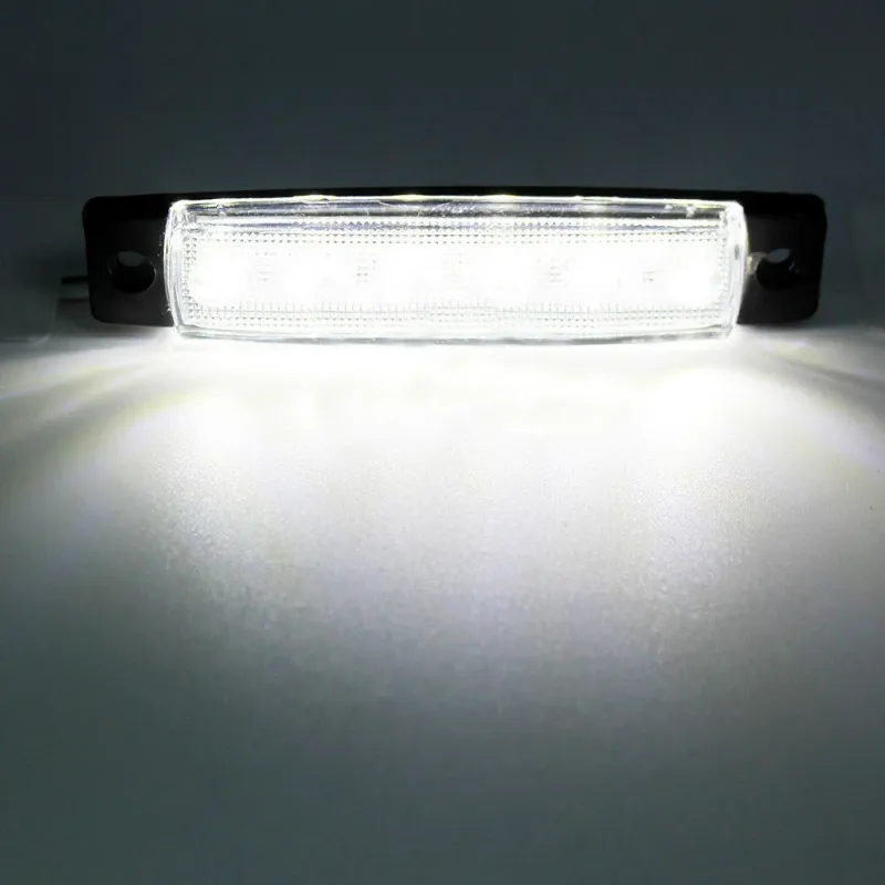 Светодиоден Маркер, габарит, токос, рибки, рибка, светлина със 6 LED ЛЕД за камион, бус, ван, ремарке, каравана, платформа, 24V бял - 1