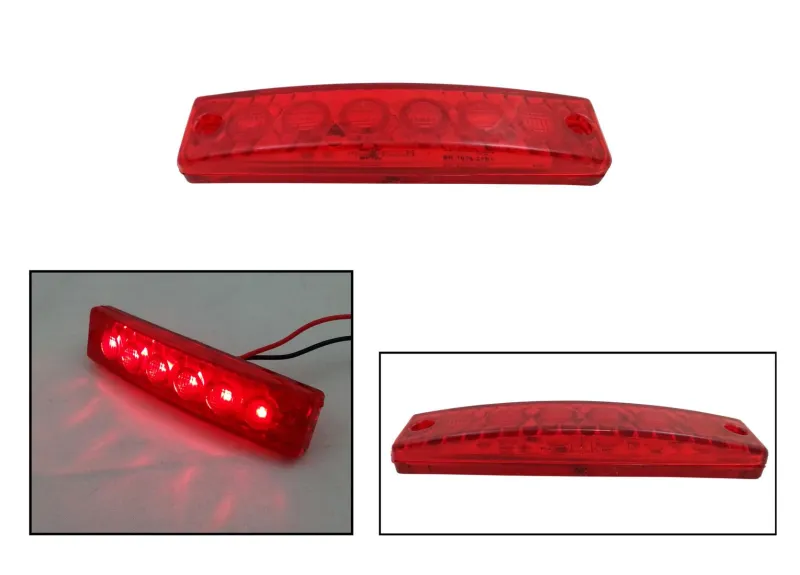 LED маркер, габарит, токос, светлина с 6 диода за бус, ван, ремарке, каравана, платформа 12V, червени - 1