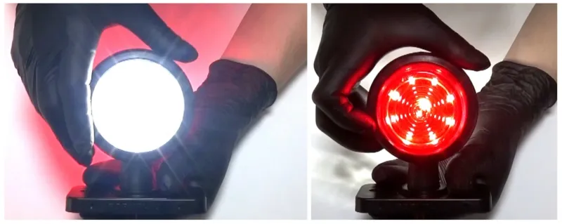 LED габарит маркер тип рогче 12V-24V, бяло-червено - за ремаркета, платформи, камиони и др. - 1
