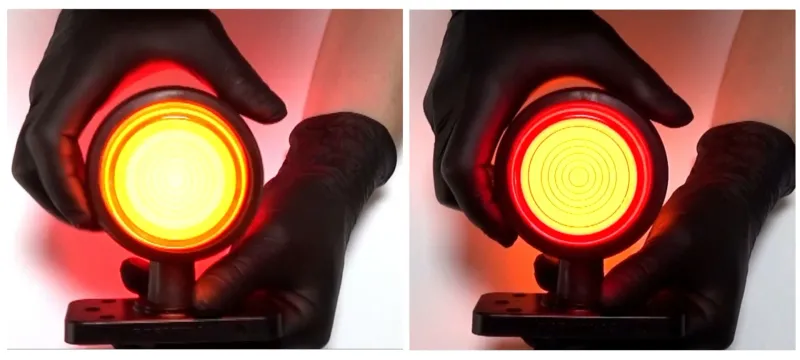 LED габарит маркер тип рогче 12V-24V, оранжево-червено, Неон ефект - за ремаркета, платформи, камиони и др. - 1