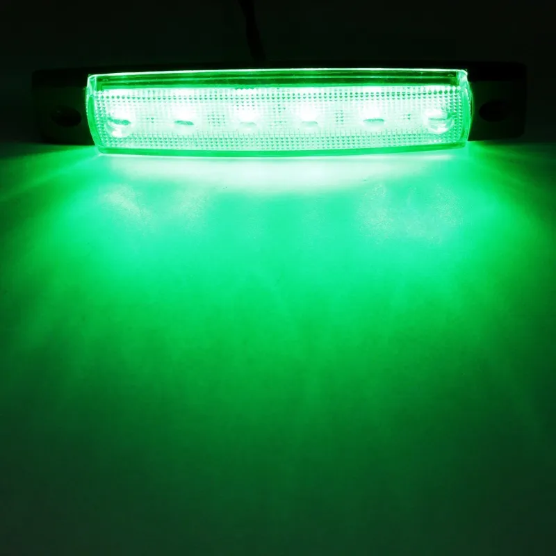 Светодиоден Маркер, габарит, токос, рибки, рибка, светлина със 6 LED ЛЕД за камион, бус, ван, ремарке, каравана, платформа, 24V зелен, зелени - 1