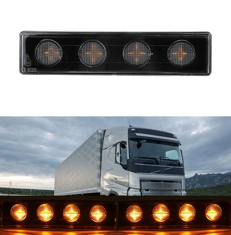 1бр Оранжев LED преден габарит маркер за Скания Scania- 180mm x 40 mm с букса - 11