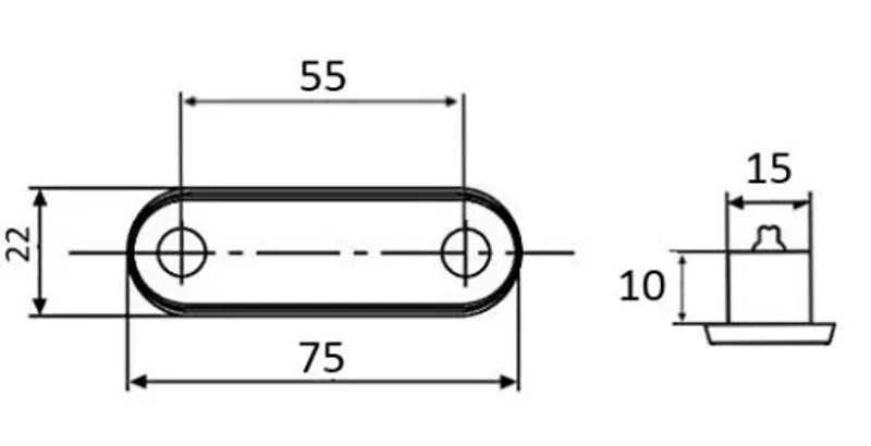 LED Светодиоден Габарит, Маркер, Токос, С Гума, Червен Цвят, Овален, Е-Mark, 24V, 7,5 см - 3