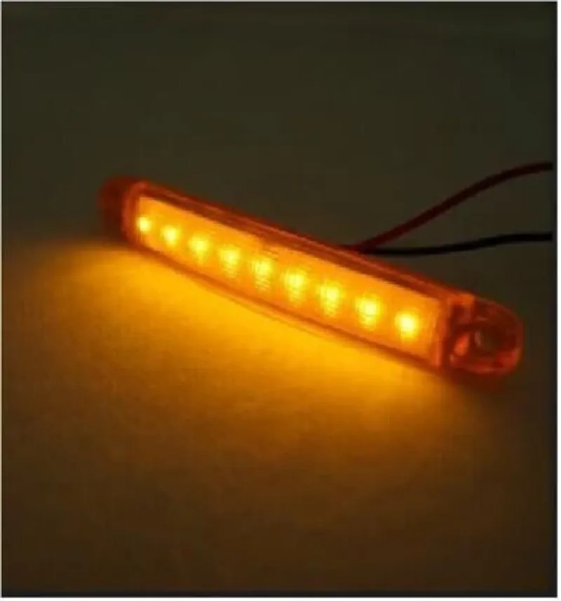 1 брой ЛЕД LED Оранжев Жълт Диоден Маркер Габарит Токос със 9 светодиода за камион ремарке бус ван каравана платформа 24V - 2