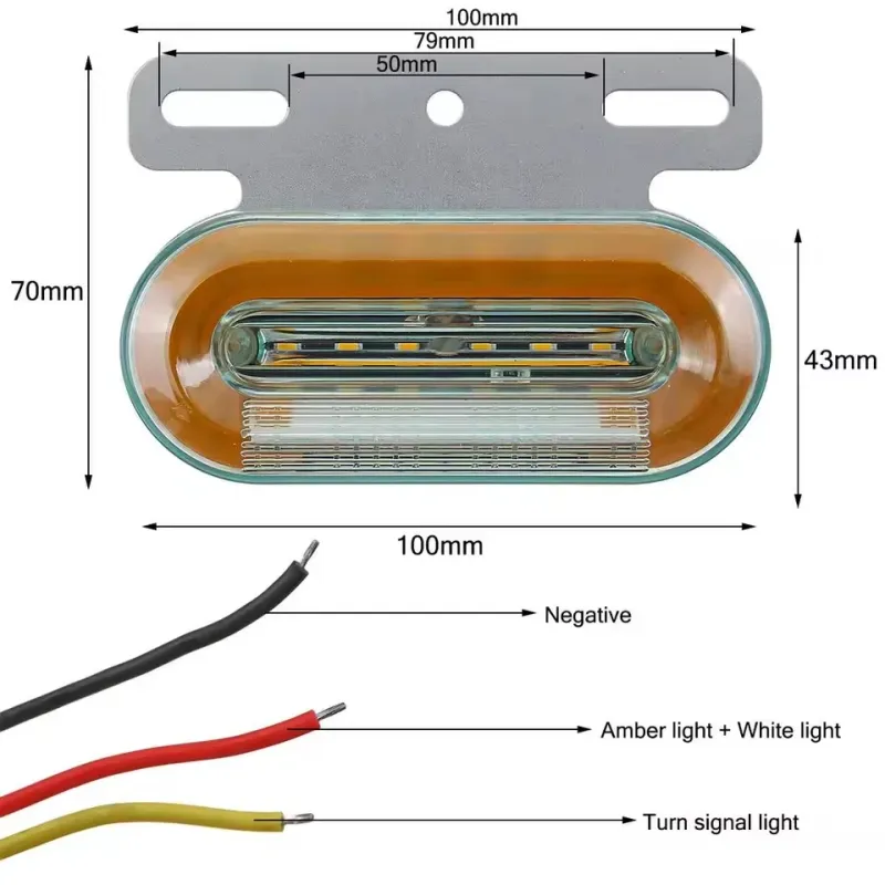 Лед LED Диоден Маркер Габарит Индикатор 12V Бягаща Оранжева светлина - Бял За Камион Бус Ван Ремарке Каравана Платформа - 2