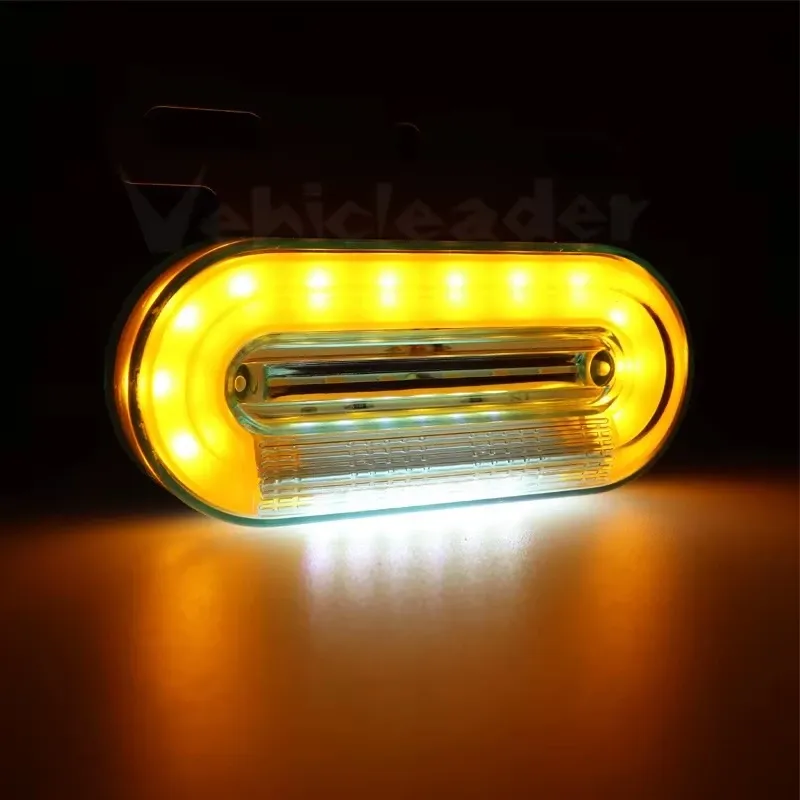 Лед LED Диоден Маркер Габарит Индикатор 12V Бягаща Оранжева светлина - Бял За Камион Бус Ван Ремарке Каравана Платформа - 5