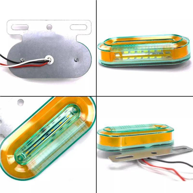Лед LED Диоден Маркер Габарит Индикатор 12V Бягаща Оранжева светлина - Бял За Камион Бус Ван Ремарке Каравана Платформа - 7