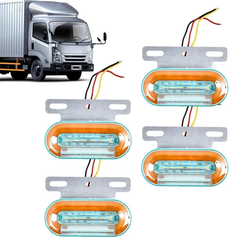 Лед LED Диоден Маркер Габарит Индикатор 12V Бягаща Оранжева светлина - Бял За Камион Бус Ван Ремарке Каравана Платформа - 8
