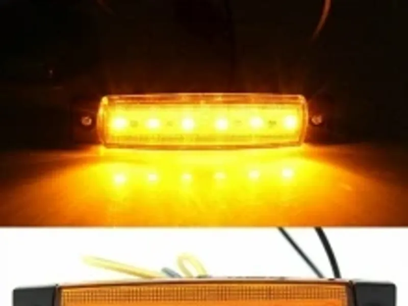 Светодиоден Маркер, габарит, токос, рибки, рибка, светлина със 6 LED ЛЕД за камион, бус, ван, ремарке, каравана, платформа, 12 - 24V оранжев - 1