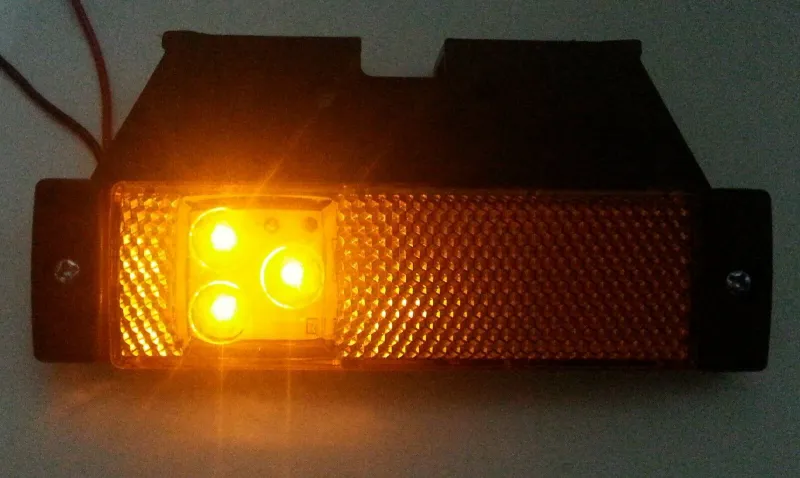 LED Светодиоден Оранжев Габарит Със Стойка, Маркер, Вграден Рефлектор, Водоустойчив, 12V-24V - 1