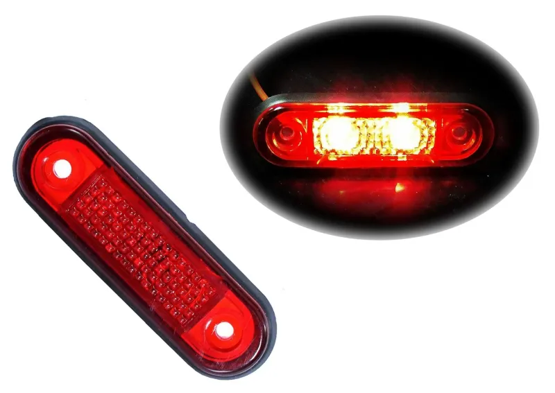 ЧЕРВЕН LED Заден Маркер Токос Габарит за Бус Платформа Камион Ремарке Автобус - 75 мм х 22мм - 12V - 6