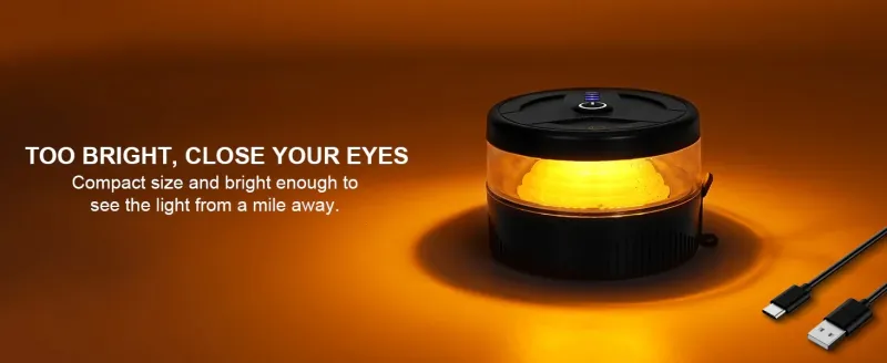 Мини Wireless Безжична LED Лед Аварийна Сигнална Лампа Блиц тип Буркан с презареждаща се батерия с магнит 12V - 24V за пътна помощ платформа агро техника и др. - 2