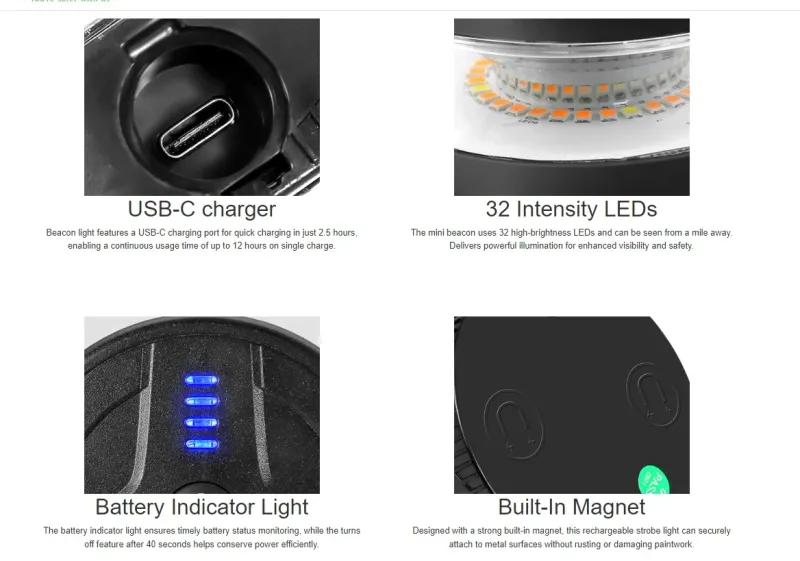 Мини Wireless Безжична LED Лед Аварийна Сигнална Лампа Блиц тип Буркан с презареждаща се батерия с магнит 12V - 24V за пътна помощ платформа агро техника и др. - 8