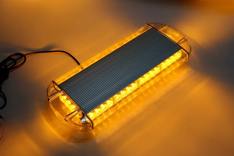 12V 24V Лед Led Диодна Мощна Аварийна Сигнална Лампа Буркан с Магнит 55см 10 режина Бяло Стъкло За Пътна Помощ Платформа Снегорин и др. - 2