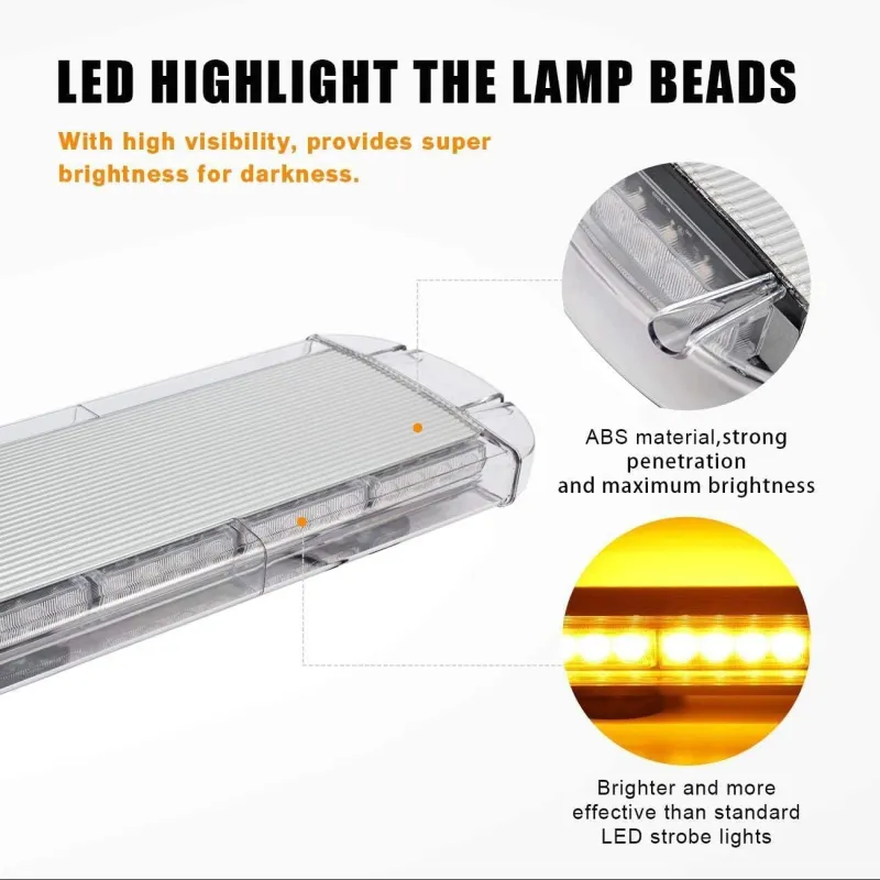 12V 24V Лед Led Диодна Мощна Аварийна Сигнална Лампа Буркан с Магнит 55см 10 режина Бяло Стъкло За Пътна Помощ Платформа Снегорин и др. - 7
