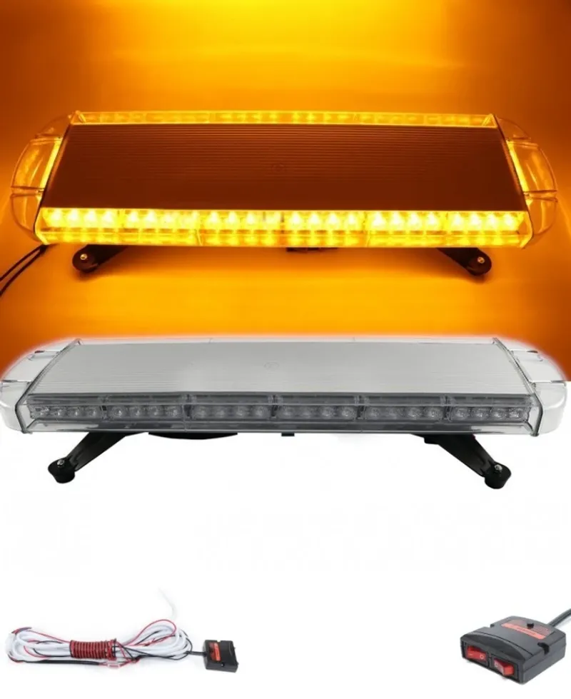 Мощна аварийна сигнална лампа 76 см 40 LED ЛЕД блиц маяк буркан лед бар 12-24V със 15 режима на работа жълта за пътна помощ платформа снегорин багер бус ван и др. - 7
