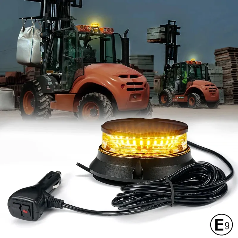24W Лед Led Компактна Диодна Въртяща се Сигнална Аварийна Лампа Маяк Буркан с магнит и вендуза 12V - 24V с магнит Е9 E-Mark - 0