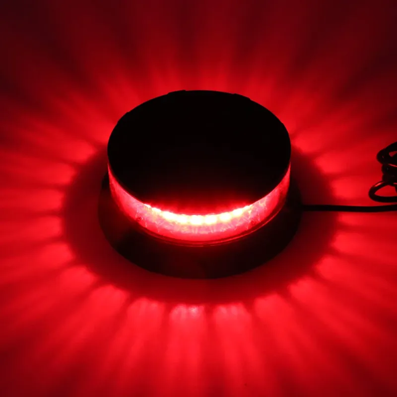 24W Лед Led Компактна Диодна Въртяща се Сигнална Аварийна Лампа Маяк Буркан с магнит и вендуза 12V - 24V с магнит Е9 E-Mark червена светлина - 1
