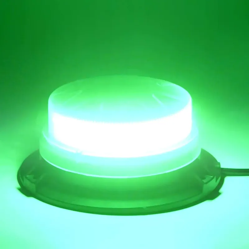 24W Лед Led Компактна Диодна Въртяща се Сигнална Аварийна Лампа Маяк Буркан с магнит и вендуза 12V - 24V с магнит Е9 E-Mark Зелена Светлина - 2