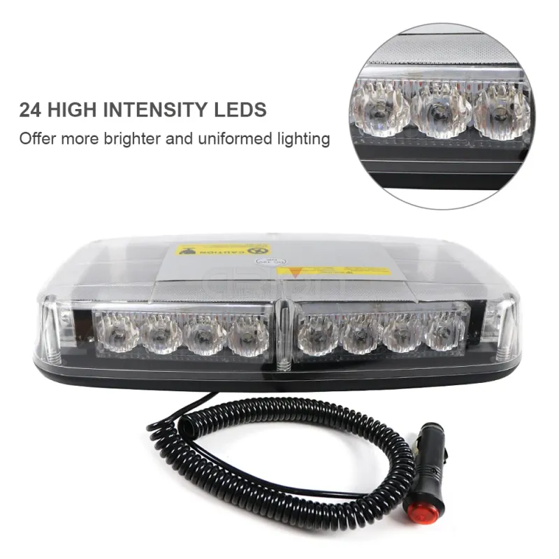 12V 24V Лед Led Диодна Мощна Аварийна Сигнална Лампа Буркан с Магнит 15 режима Бяло Стъкло За Пътна Помощ Платформа Снегорин и др. - 2