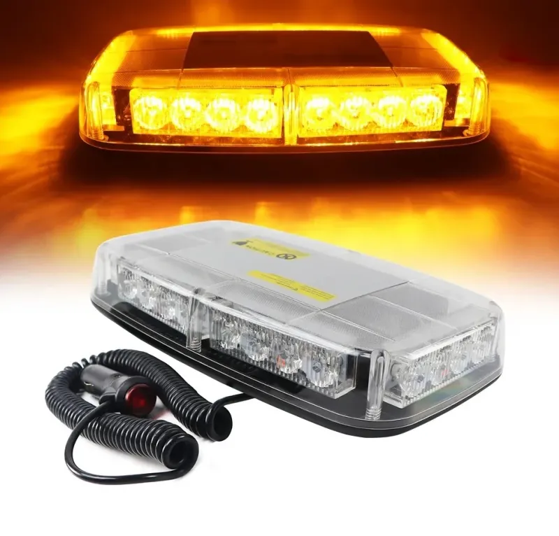 12V 24V Лед Led Диодна Мощна Аварийна Сигнална Лампа Буркан с Магнит 15 режима Бяло Стъкло За Пътна Помощ Платформа Снегорин и др. - 7
