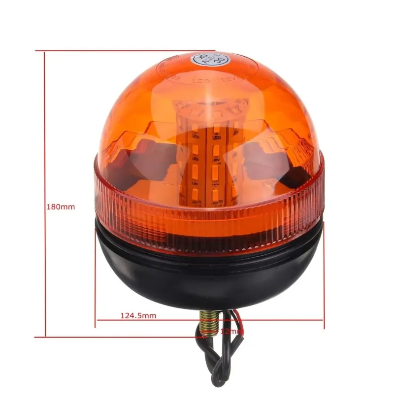 LED ЛЕД Аварийна Сигнална Лампа Маяк Буркан Оранжева Жълта 12V - 24V за трактори комбайни репатраци снегорини аварийни автомобили и др. Е-Mark E9 - 4
