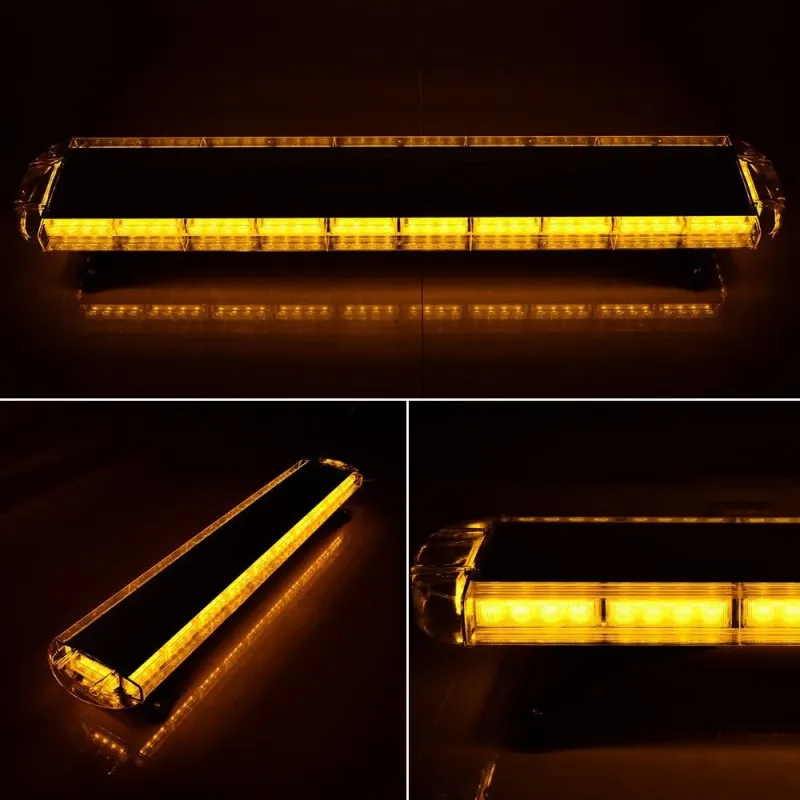 120 см 88 LED ЛЕД 88W мощна аварийна диодна сигнална лампа блиц 12-24V 15 режима на работа жълта оранжева светлина E-Mark Е9 за пътна помощ платформа снегорин багер и др. - 4