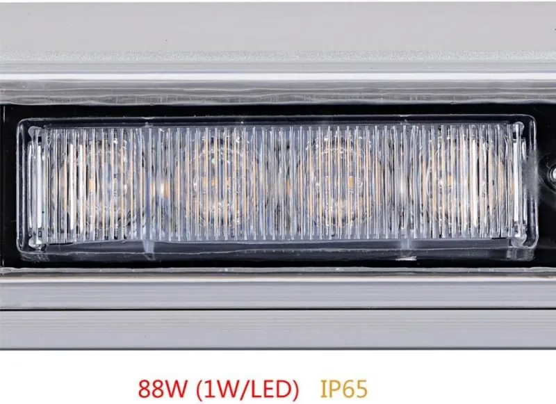 120 см 88 LED ЛЕД 88W мощна аварийна диодна сигнална лампа блиц 12-24V 15 режима на работа жълта оранжева светлина E-Mark Е9 за пътна помощ платформа снегорин багер и др. - 5