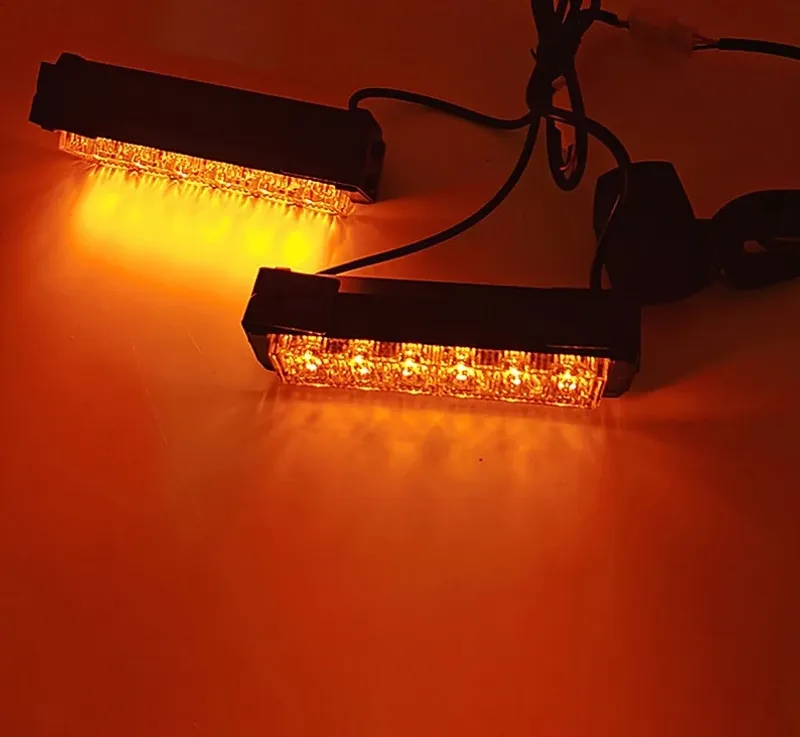 Комплект 2 Броя по 17 cm Сигнална Аварийна Блиц Маяк Led Бар Лампа За Пътна Помощ Платформа 12V-24V 14 режима - 4
