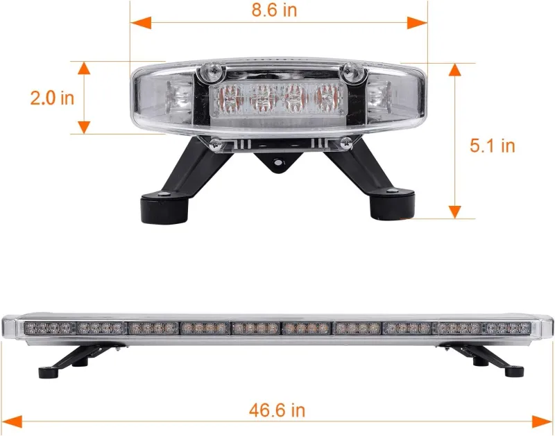 Мощна аварийна сигнална лампа 120см 88 LED ЛЕД блиц маяк буркан лед бар 12-24V със 15 режима на работа жълта за пътна помощ платформа снегорин багер бус ван и др. - 11